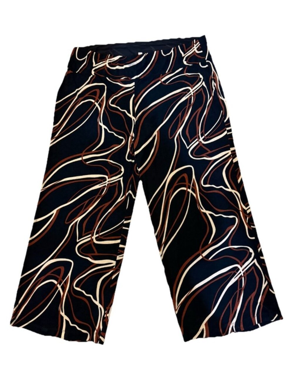 Chico’s Blue Brown White Pull-On Elastic Waist Liquid Pants Size 4 (XXL/20)